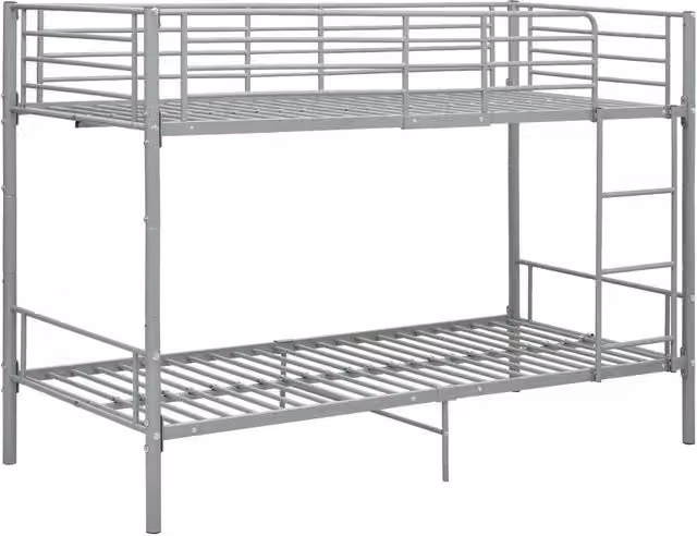 Letto da camera | Letto a Castello Grigio in Metallo 90x200 cm