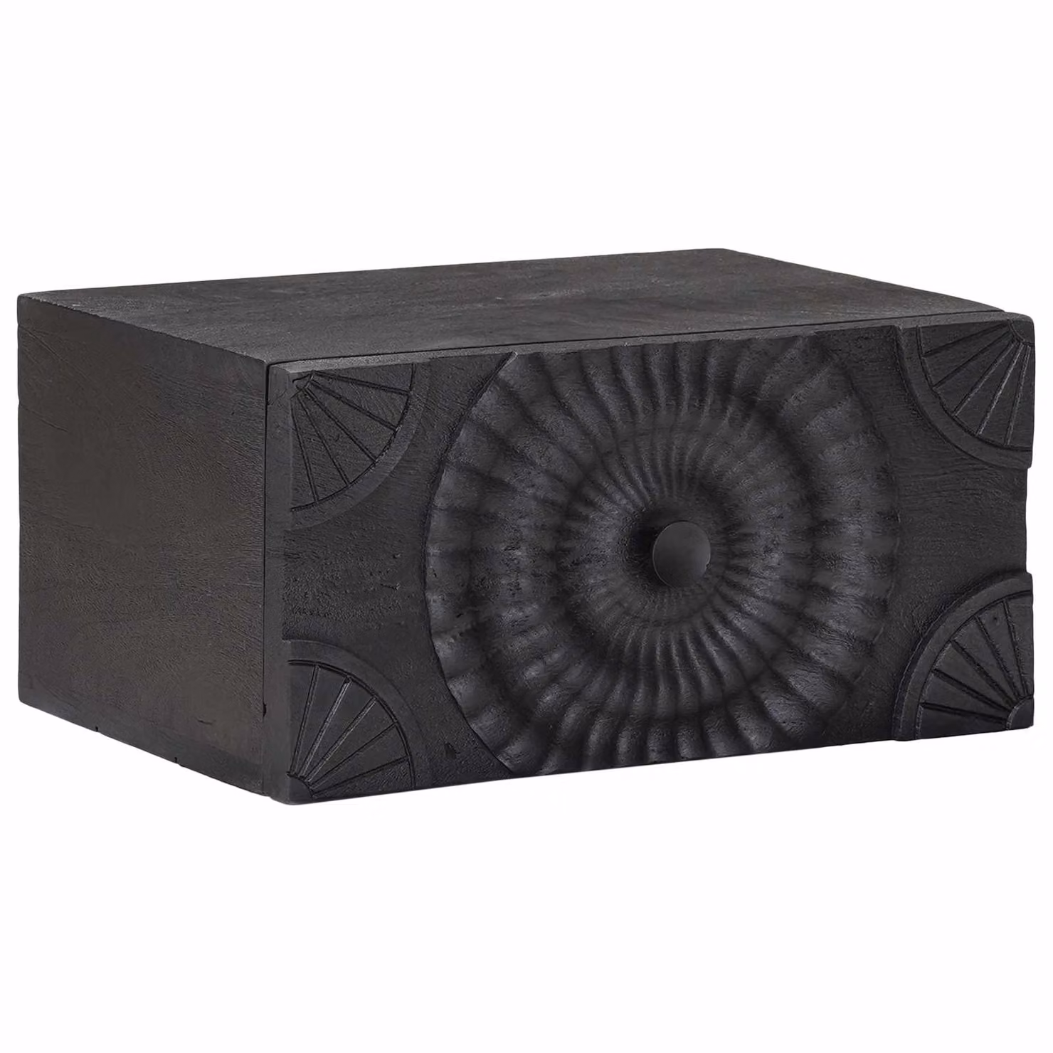 Comodino a muro moderno vidaXL in legno di mango nero opaco L: 40 cm, P: 30 cm, H: 20 cm