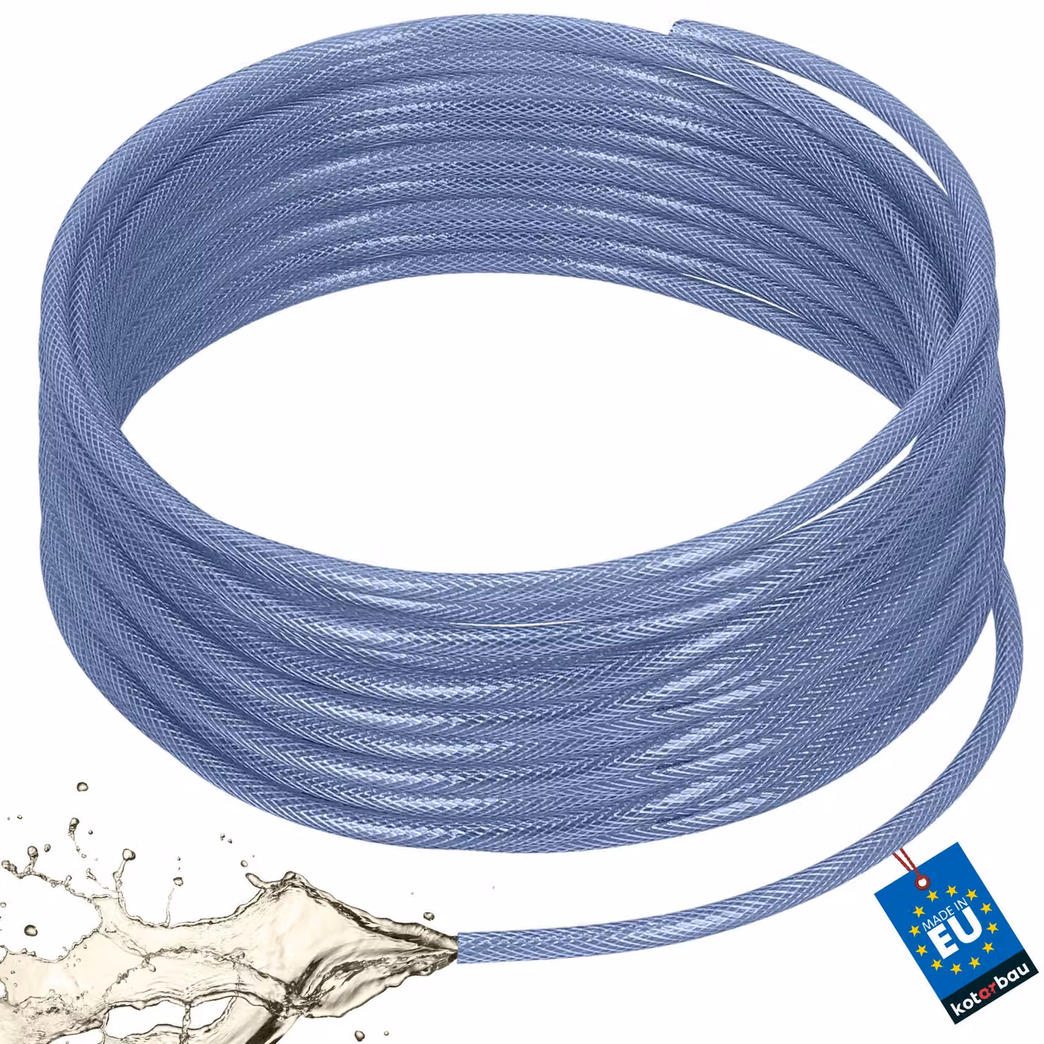 KOTARBAU® Tubo Aria Compressa ø 6 mm / 2,5 mm Tubo Acqua 50 m Tubo Trasparente Flessibile PVC Blu