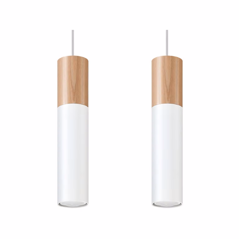 Lampada a sospensione PABLO 2 bianco 2xGU10 10W acciaio/legno 90x6x30cm Sollux Lighting