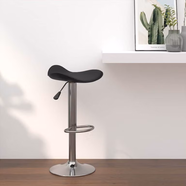 Sgabello da Bar vidaXL Nero in Pelle Sintetica e Acciaio con Struttura in Metallo e Plastica L/P/H: 44 x 44 x 81 cm