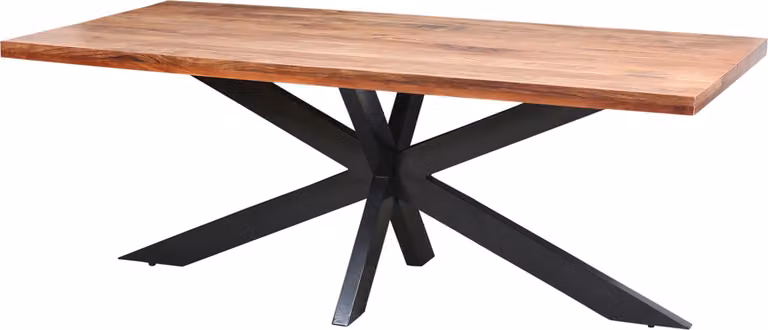 Tavolo da pranzo massiccio Abele in legno di acacia con struttura in metallo - 200x100 cm