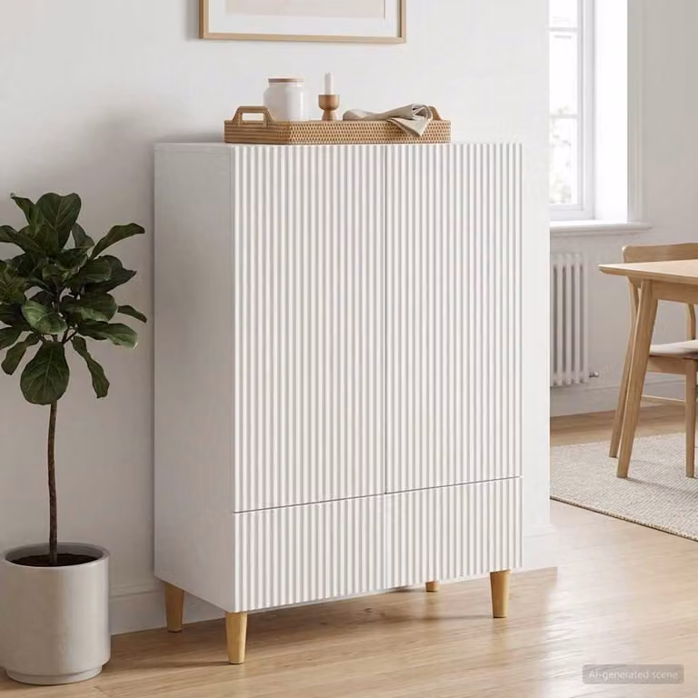 Credenza moderna vidaXL in legno ingegnerizzato bianco L 66 x P 34,5 x H 95 cm