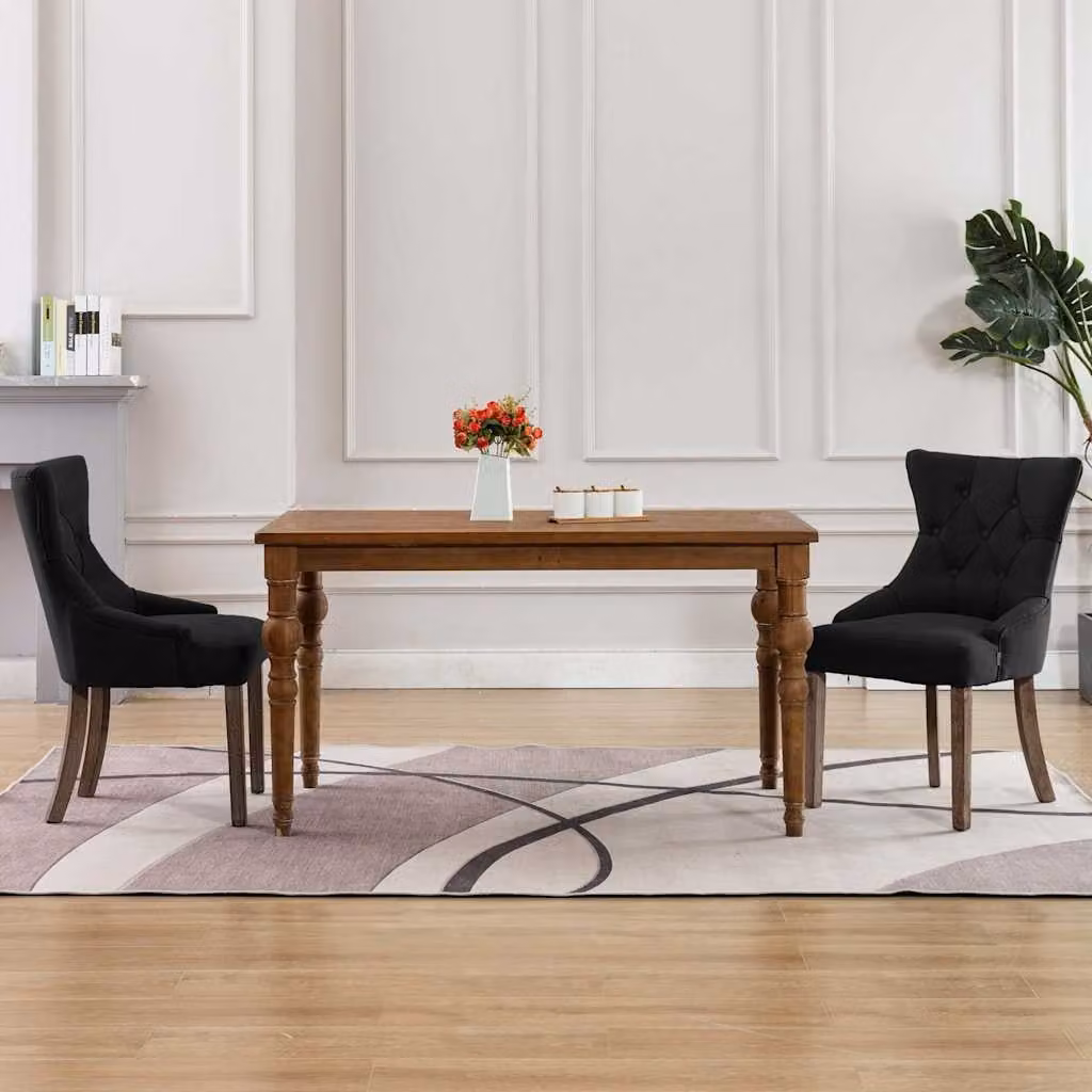 Set di 2 sedie da pranzo moderne vidaXL in tessuto nero con struttura in legno e plastica