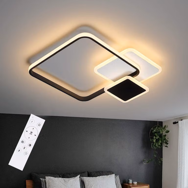 ZMH lampada da soffitto LED dimmerabile soffitto soggiorno con telecomando, camera da letto lampada nero 46W bianco moderno per cucina sala da pranzo 44CM