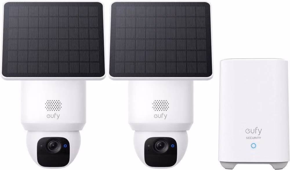 Eufy SoloCam E30 (2-Pack) + Homebase 2, Telecamera IP di sicurezza, da esterno, senza fili, da parete, bianca, a cupola