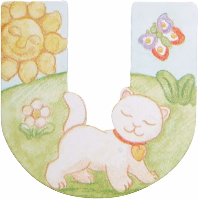 Lettera U Thun in legno multicolore con decorazione floreale da appendere al muro