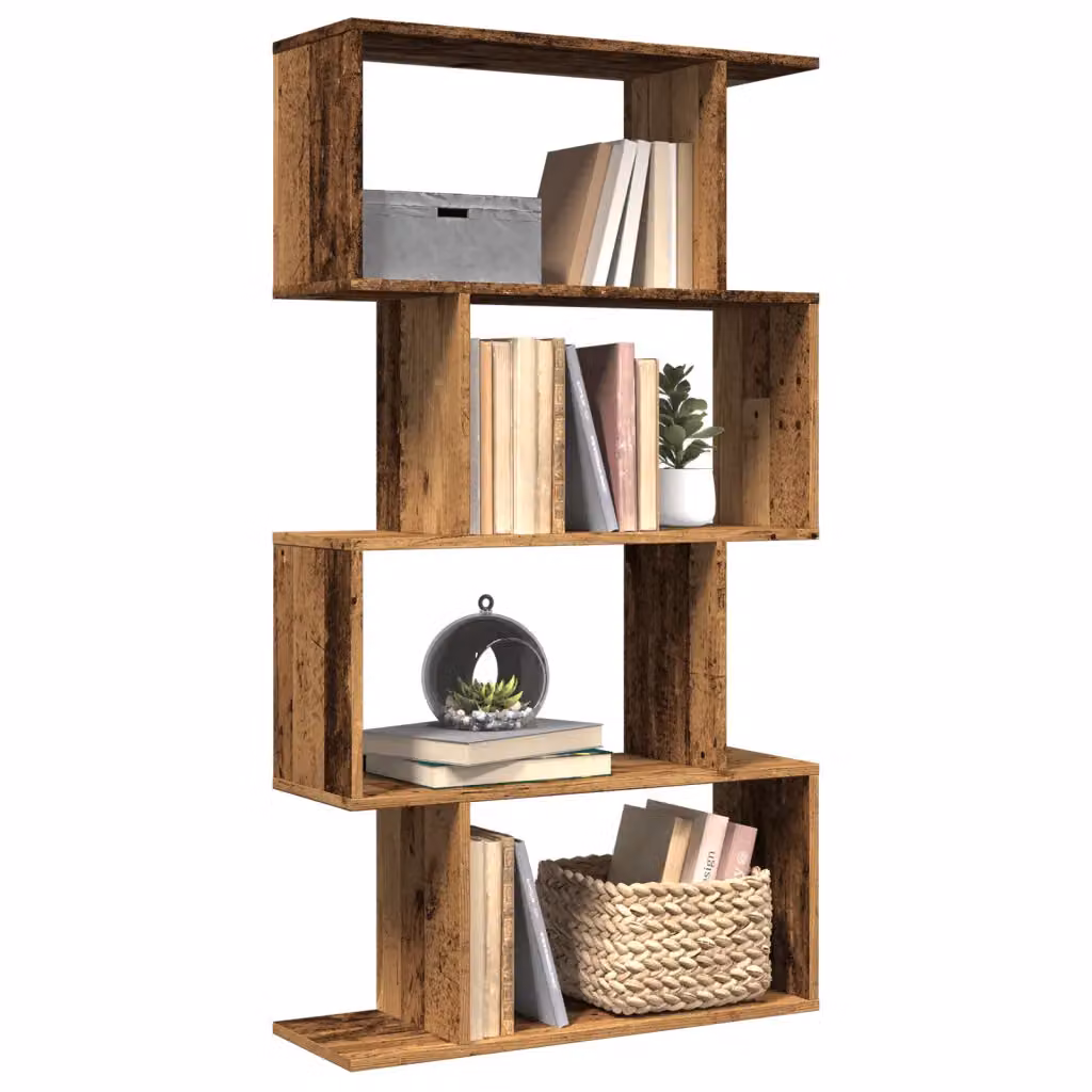 Libreria vidaXL con 4 Ripiani in MDF Stile Rustico Marrone L 70 cm, P 24 cm, H 129 cm