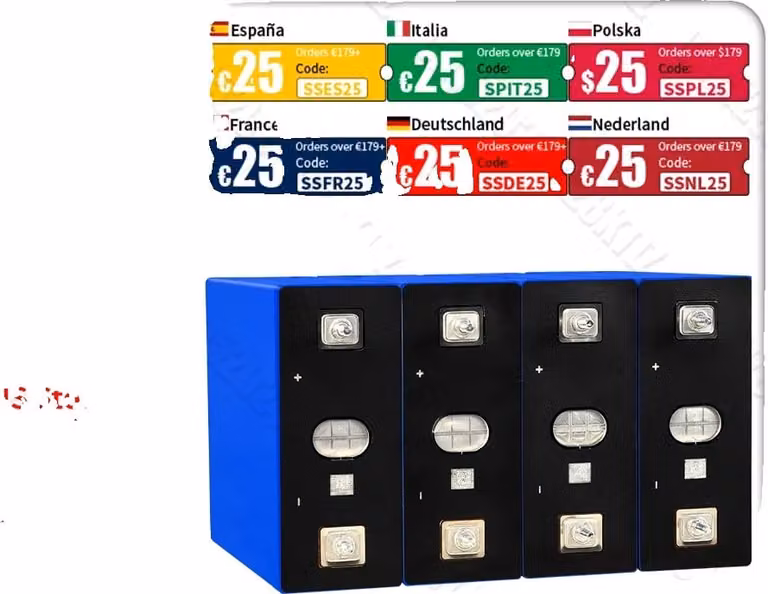 Batteria LiFePO₄, capacità 320 Ah, 8000 cicli, classe A, 4 pezzi da 320 Ah