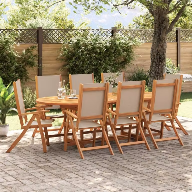 Maison Exclusive - Set da pranzo da giardino da 9 pezzi in legno massello di acacia e Textilene