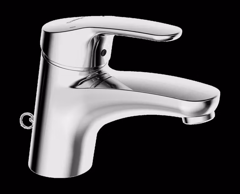 HANSA HANSAMIX Mitigeur de lavabo, sans vidage, avec frein, support de chaîne avec chaîne, saillie : 141 mm, 01042183, 01042183