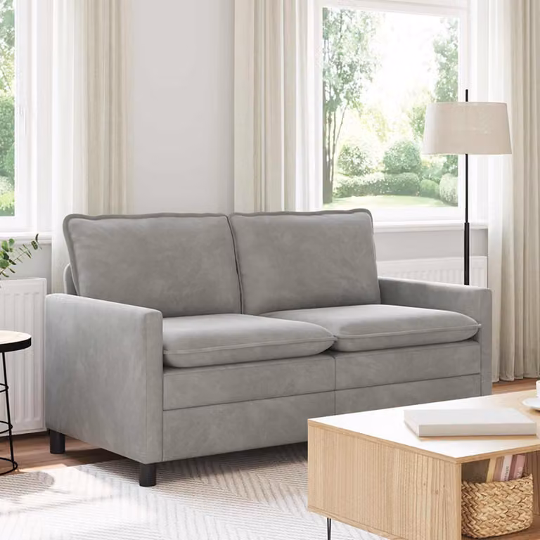 Divano moderno vidaXL in velluto grigio con struttura in metallo L: 156 cm, P: 81 cm, H: 87,5 cm