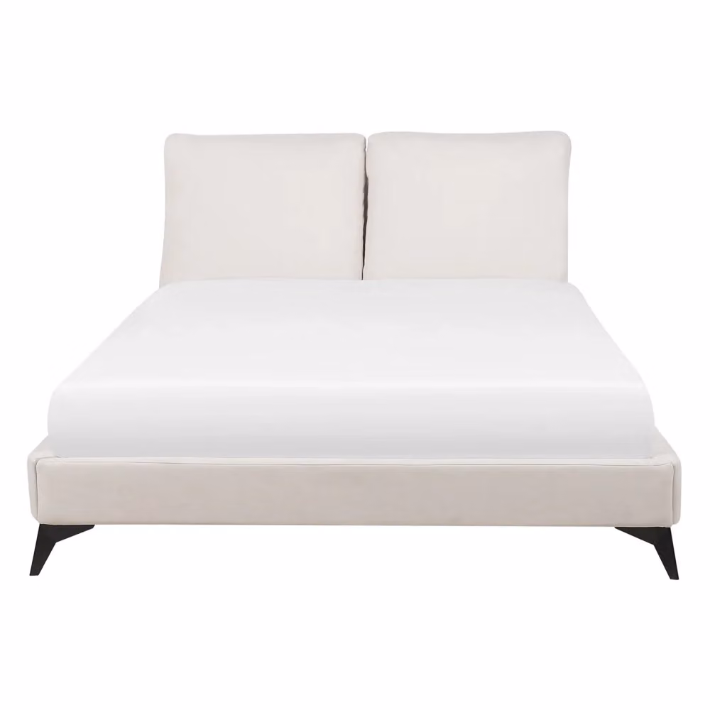 Letto imbottito Beliani in velluto beige stile scandinavo L/P: 140 x 200 cm – 2