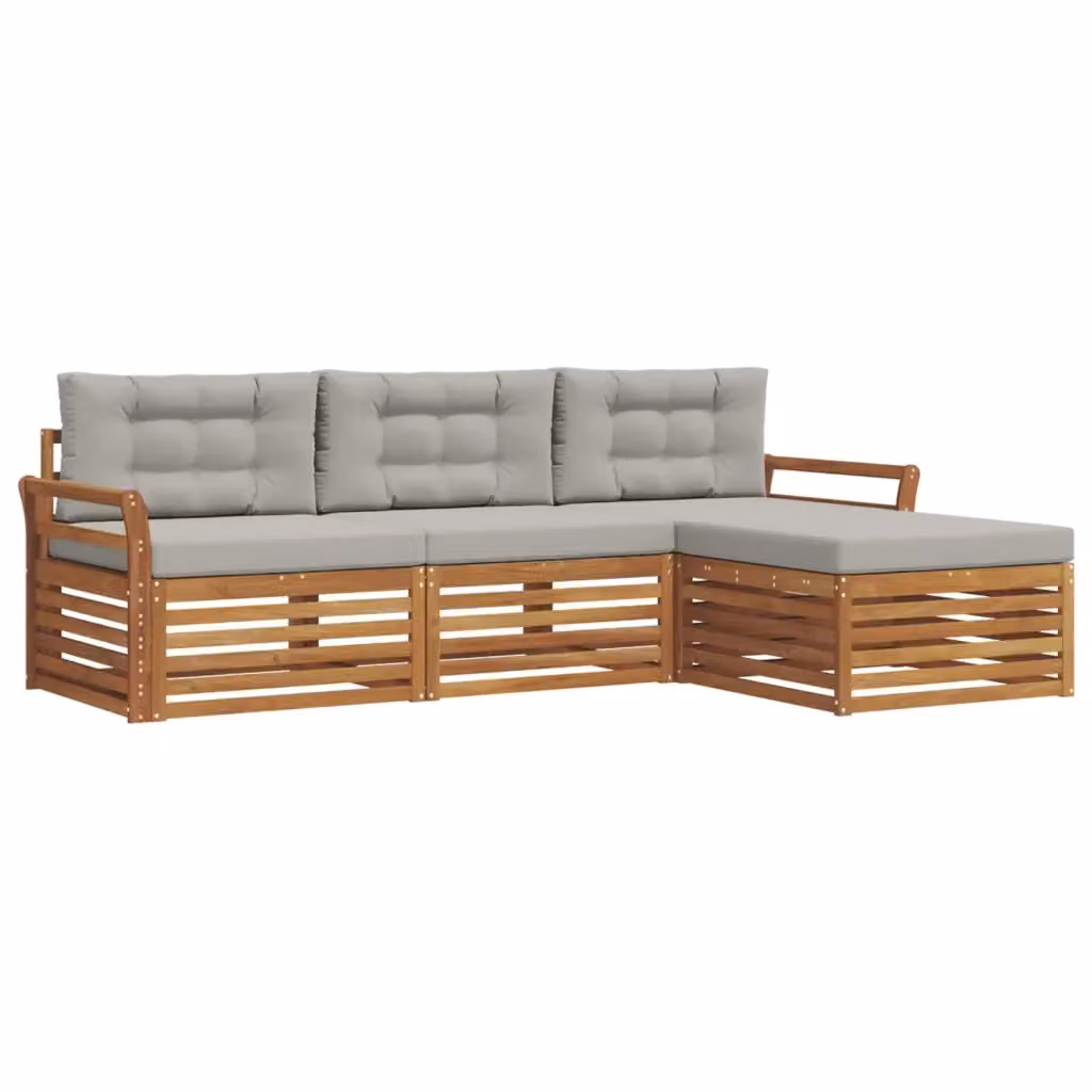 Set di divani da esterno moderno vidaXL in legno di acacia e plastica, colore grigio – 2