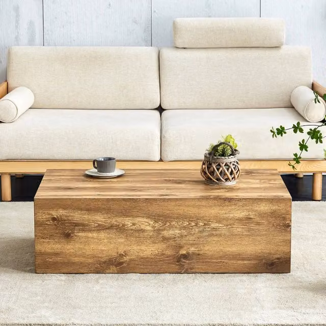 Tavolino basso rettangolare MIVRAY in MDF effetto legno marrone L/P/H: 90 x 50 x 30 cm – 1