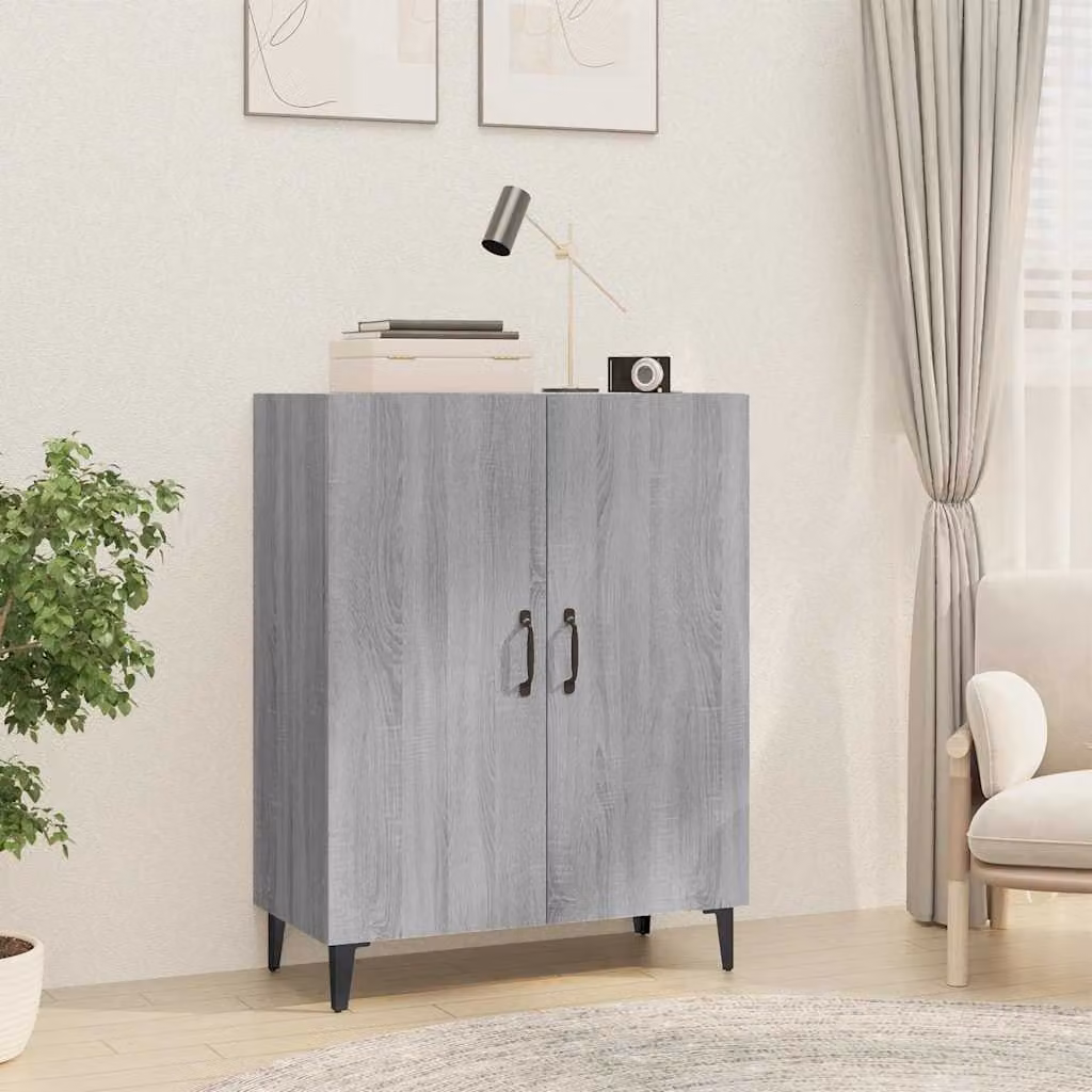 Credenza vidaXL in legno multistrato e MDF, colore Grigio Sonoma, L 70 cm x P 34 cm x H 90 cm