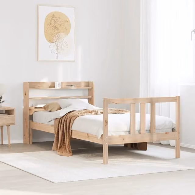 Giroletto con Testiera vidaXL in Legno Massello di Pino Bianco con Doghe in Legno L: 190 cm, P: 85 cm, H: 82 cm