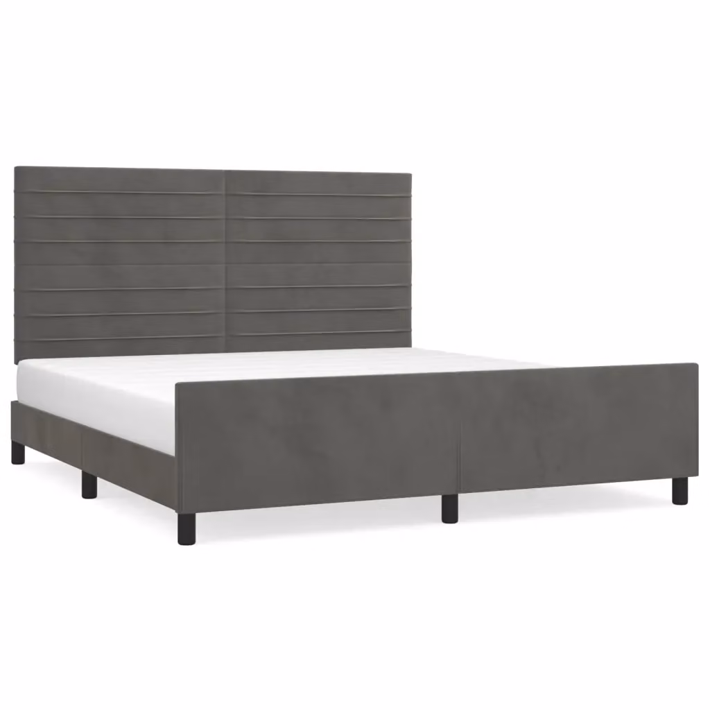 Giroletto senza materasso vidaXL in velluto grigio con struttura in legno e MDF, L/P/H: 160 x 200 x 128 cm – 2