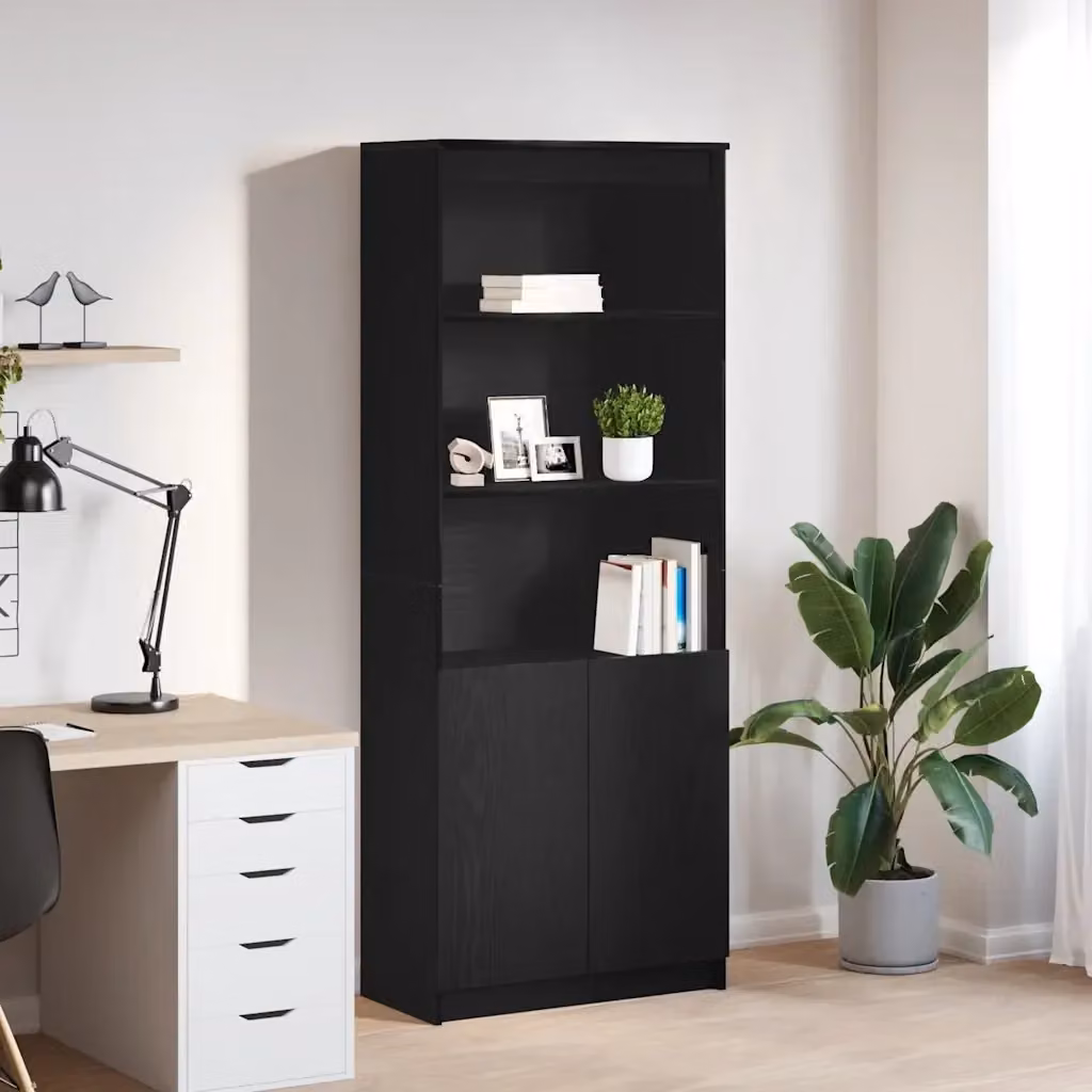 Credenza moderna Design In in legno multistrato Rovere e Nero, L: 70 cm, P: 35 cm, H: 180 cm – 2