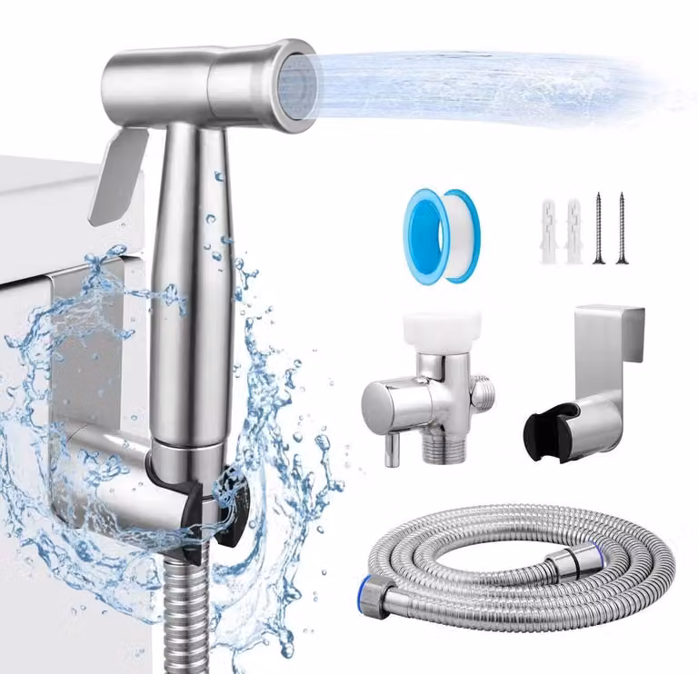 Doccia bidet manuale, acciaio inossidabile, doppia funzione spray, dimensioni 18x14,5x6 cm, per l'igiene personale