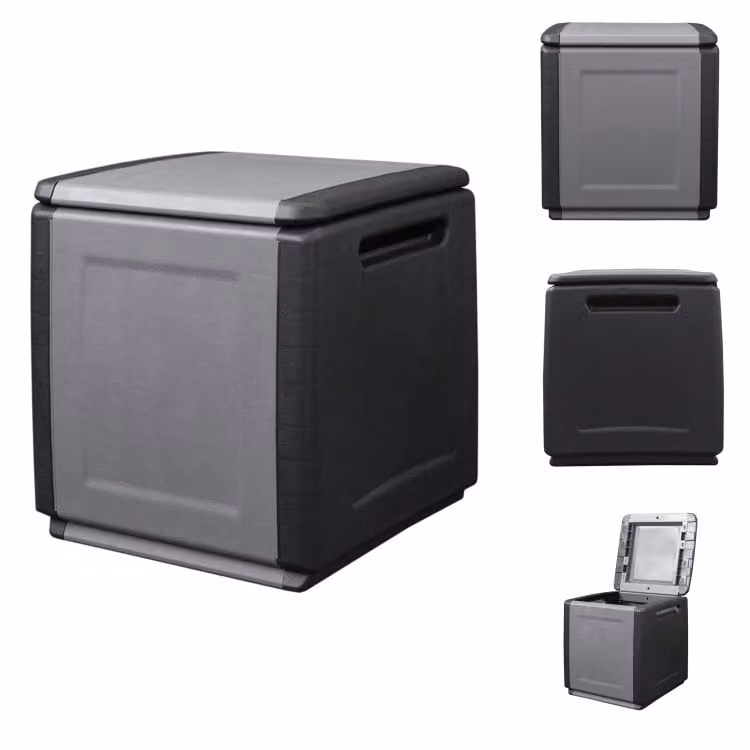 vidaXL Cassetta da giardino 54x53x57 cm 130 L Grigio scuro Nero - Cassette da giardino