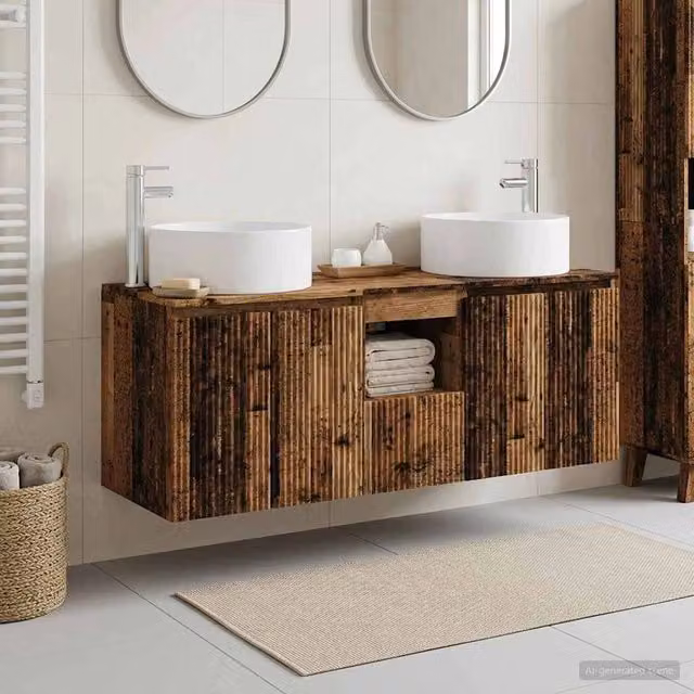 Set di Armadi da Bagno 3 pz Legno antico 49,5 x 44,5 x 65,5 cm 3405745