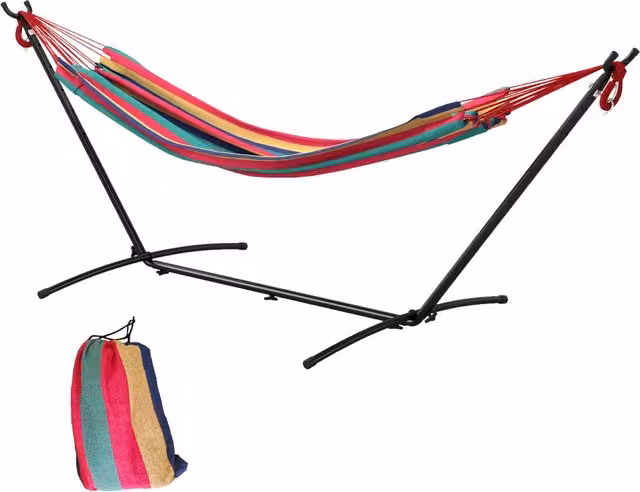 Amaca autoportante con supporto Xylo rossa multicolore L/P/H: 310 x 117 x 105 cm