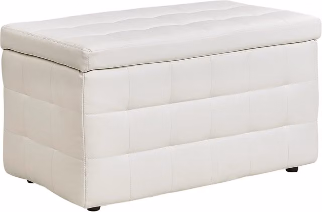 Panca contenitore ottomana BELIANI in ecopelle bianca con tappezzeria trapuntata L: 120 cm, P: 40 cm, H: 42 cm