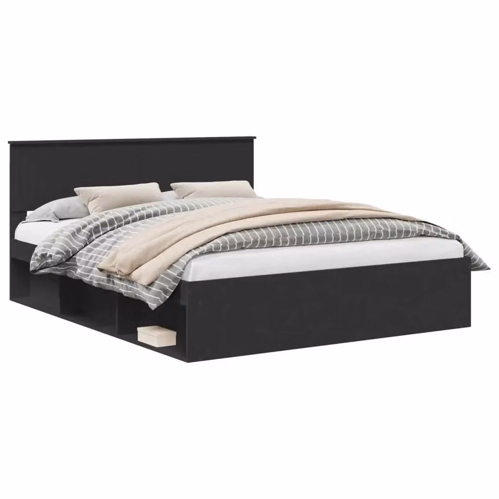 vidaXL Struttura del letto moderna in pino massello nero L/P/H: 200 x 160 x 90 cm – 2