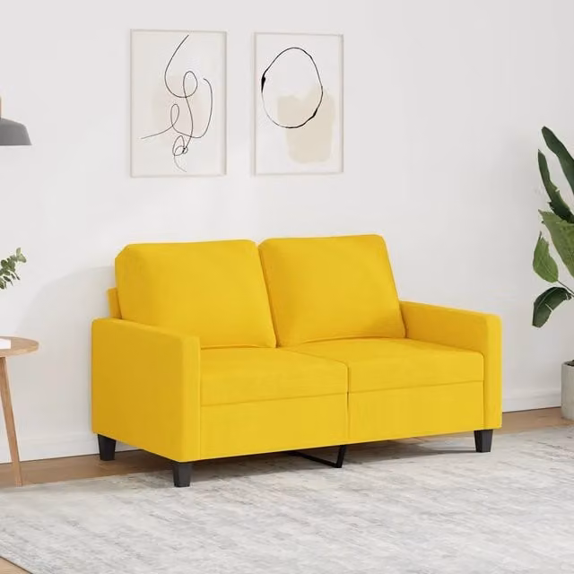 Divano moderno vidaXL in tessuto giallo con struttura in metallo per il tuo soggiorno L: 138 cm, P: 80 cm, H: 77 cm