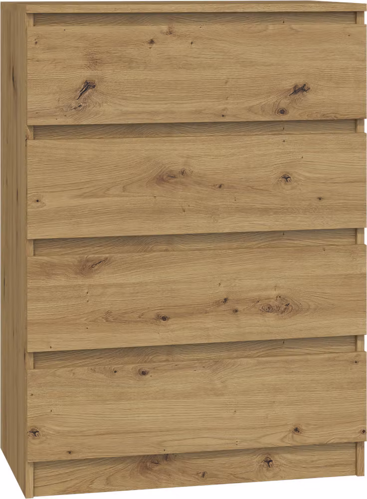 VBChome Comò con 4 cassetti 70 x 40 x 97 cm Rovere Artisan Comò senza maniglie Armadio multiuso per corridoio Camera da letto Soggiorno Camera dei bambini Moderno Rovere Artisan