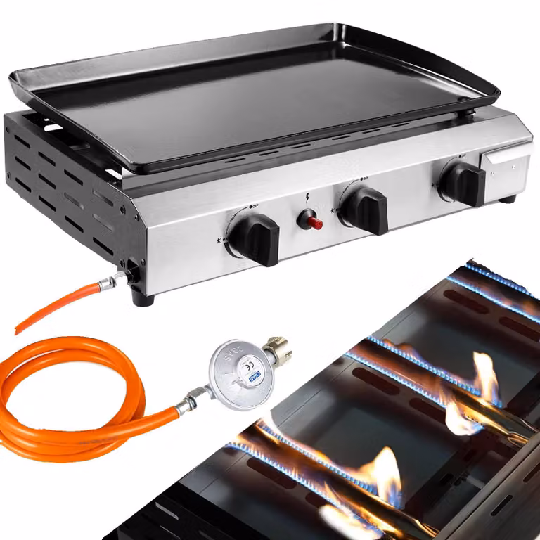 Barbecue a gas, portatile, facile da pulire, barbecue a gas a 3 bruciatori