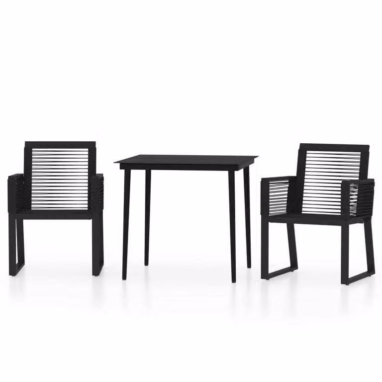 Set Mobili da Pranzo per Giardino 3 pz Nero