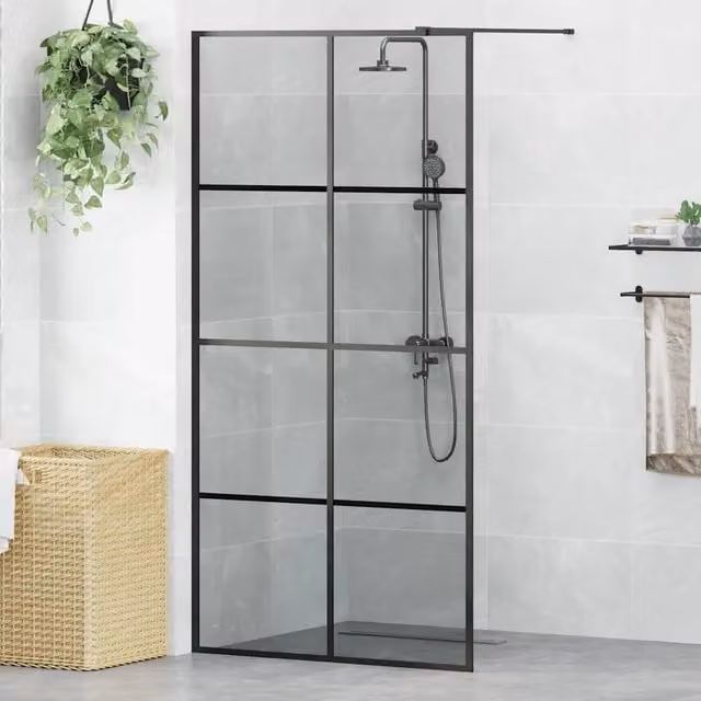 Parete Doccia Walk-in Nero 100 x 195 cm vetro temperato 42022049