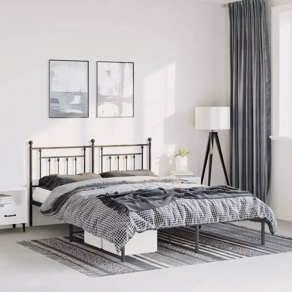Letto matrimoniale DESIGN IN con testiera in metallo nero opaco L/P/H: 156 x 150 x 200 cm – 2