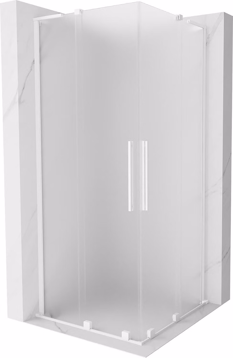 Mexen Velar L Duo cabina doccia scorrevole 80 x 80 cm, brina, bianca - 871-080-080-02-33-20