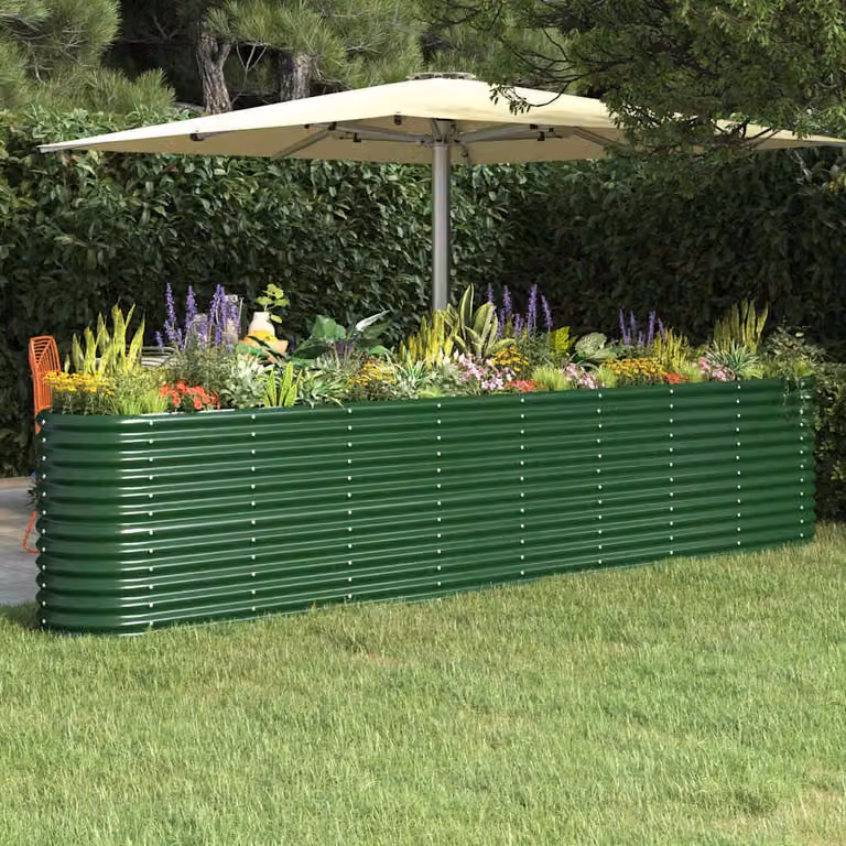 Letto rialzato da giardino vidaXL in acciaio zincato verde L: 332 cm, P: 40 cm, H: 68 cm
