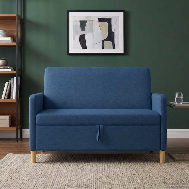 Divano moderno vidaXL con contenitore a sollevamento, rivestimento in tessuto con coperture rimovibili, L: 122 cm, P: 78 cm, H: 87 cm