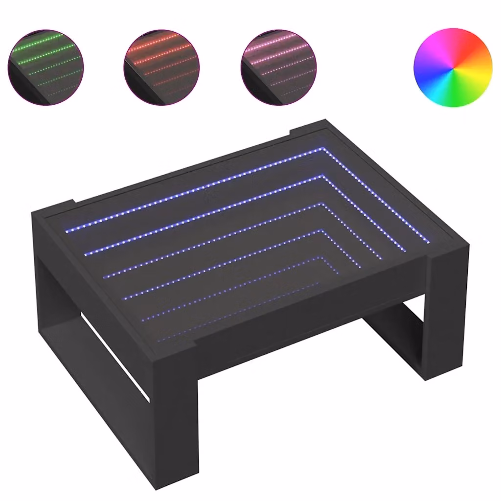 Tavolino da salotto moderno vidaXL Infinity con LED nero L: 70 cm, P: 53 cm, H: 30 cm – 2