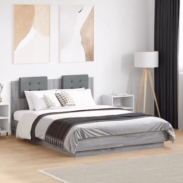 Giroletto Testiera Grigio Sonoma 135x190 cm Legno Multistrato 3209959