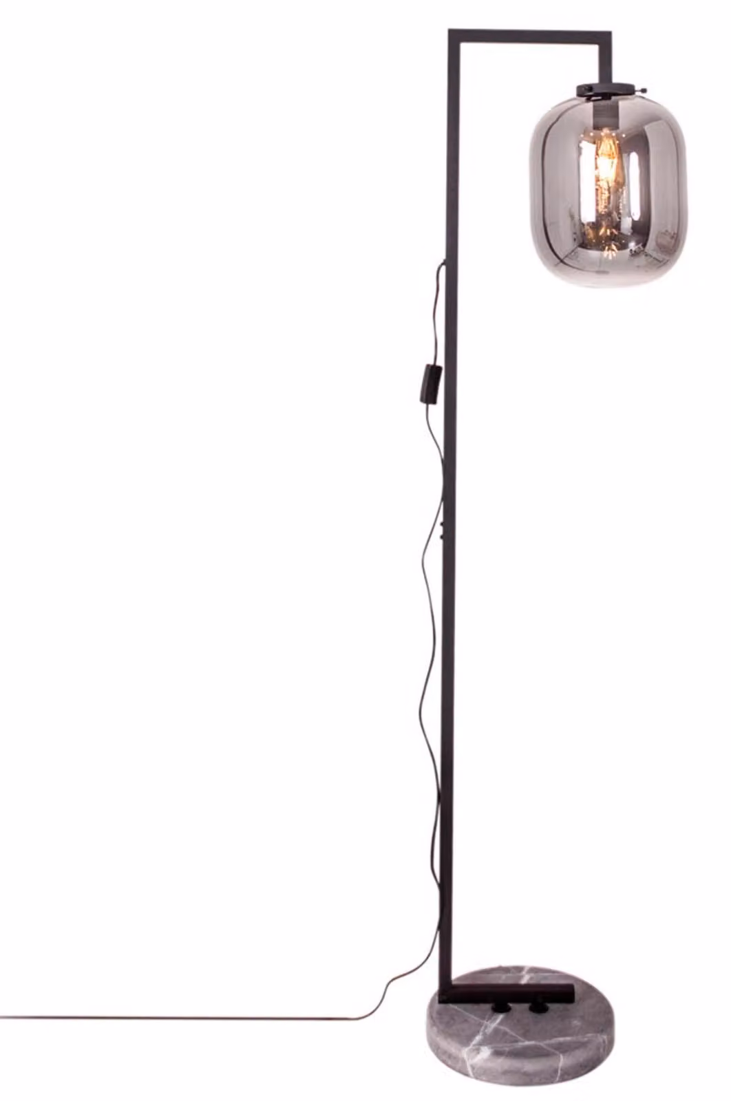 Lampada da terra Leola con paralume in vetro fumé