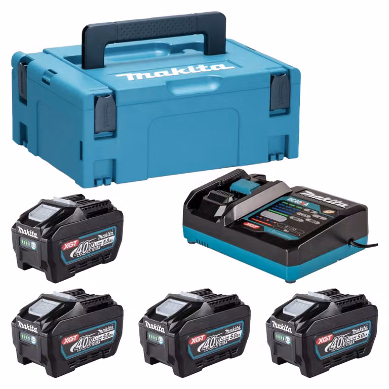 Kit di alimentazione Makita 4x batteria BL 4050 F 40 V max. 5,0 Ah XGT + caricatore DC 40 RA + Makpac
