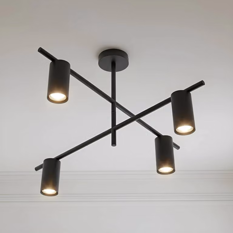 Plafoniera soffitto Marilou Lindby, dimmerabile, Nero, Soggiorno / Sala da pranzo, Metallo, Moderno, Plafoniera