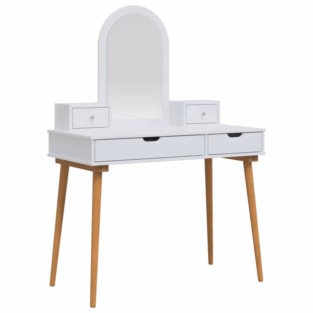 Set Tavolo da Trucco FAUSKE vidaXL 4 pz Bianco L: 100 cm, P: 50 cm, H: 143 cm – 2