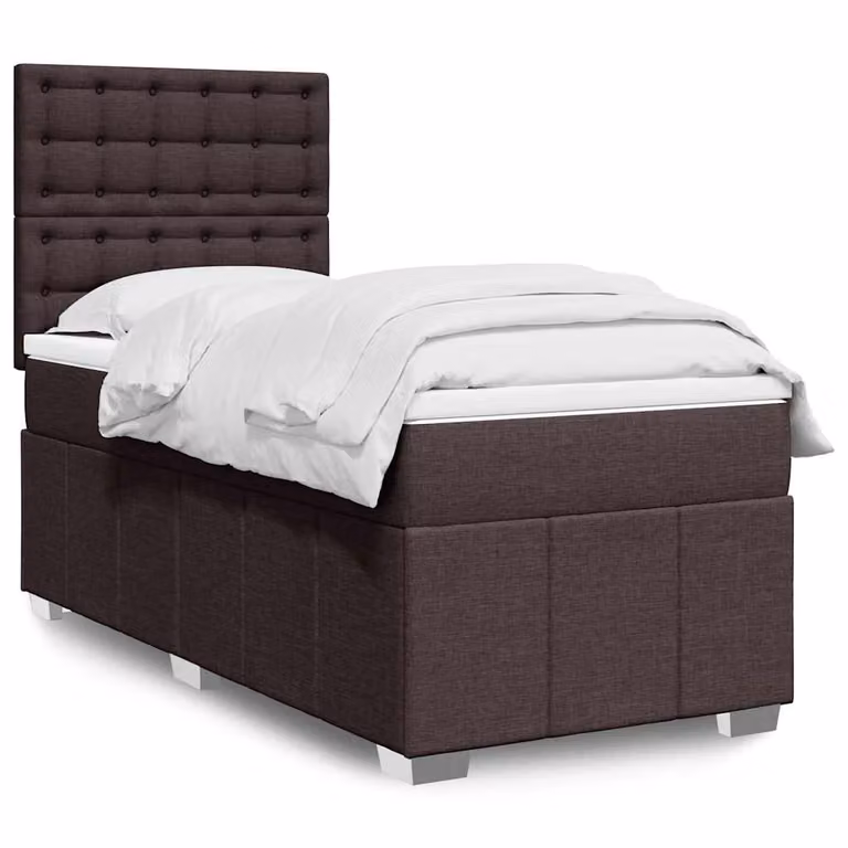 vidaXL Letto Ibrido con Giroletto a Molle e Materasso a Tasche Marrone e Bianco L/P/H: 90 x 200 cm