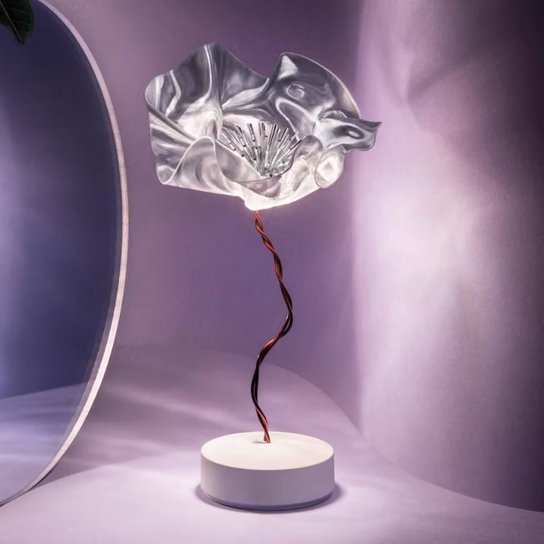 Slamp Lampada da tavolo di design Lafleur, dimmerabile, Chiaro / Trasparente, Soggiorno / Sala da pranzo, Plastica, Design, Lampada da tavolo