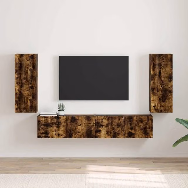 Set di 2 mobili TV da parete vidaXL in rovere marrone, design moderno per soggiorno, L/P/H: 80 x 31 x 30 cm