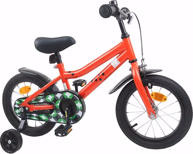 Bicicletta per bambini da 16 pollici rossa con componenti in metallo e gomma
