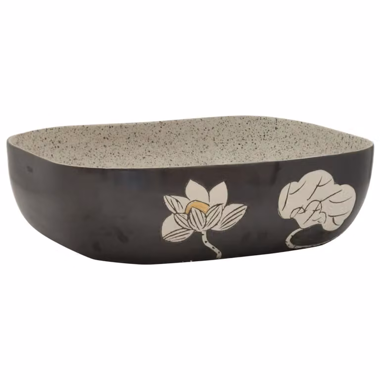 Lavabo Appoggio Grigio Nero Rettangolare 48x37,5x13,5 Vetroceramica