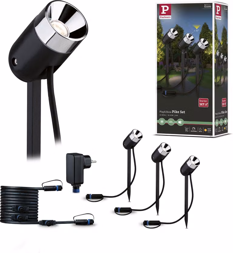 Paulmann Plug & Shine Faretto da giardino a LED Set base Pike